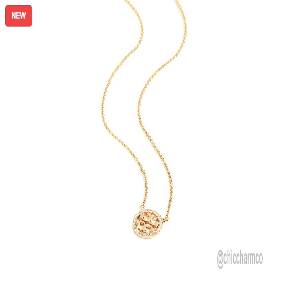 Pave Pendant Necklace with Lobster Clasp, Cable Chain, Bezel Setting